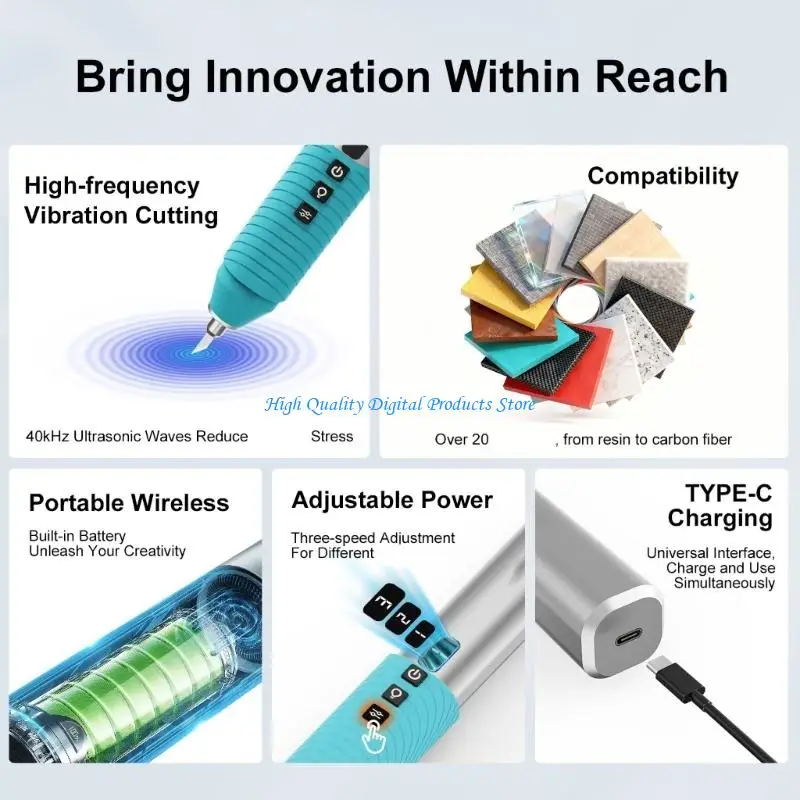 

U2JE Portable Ultrasonic Cutter 40kHz High Frequency Cutting Ultrasonic Cutting Equipment with LED Light For Project