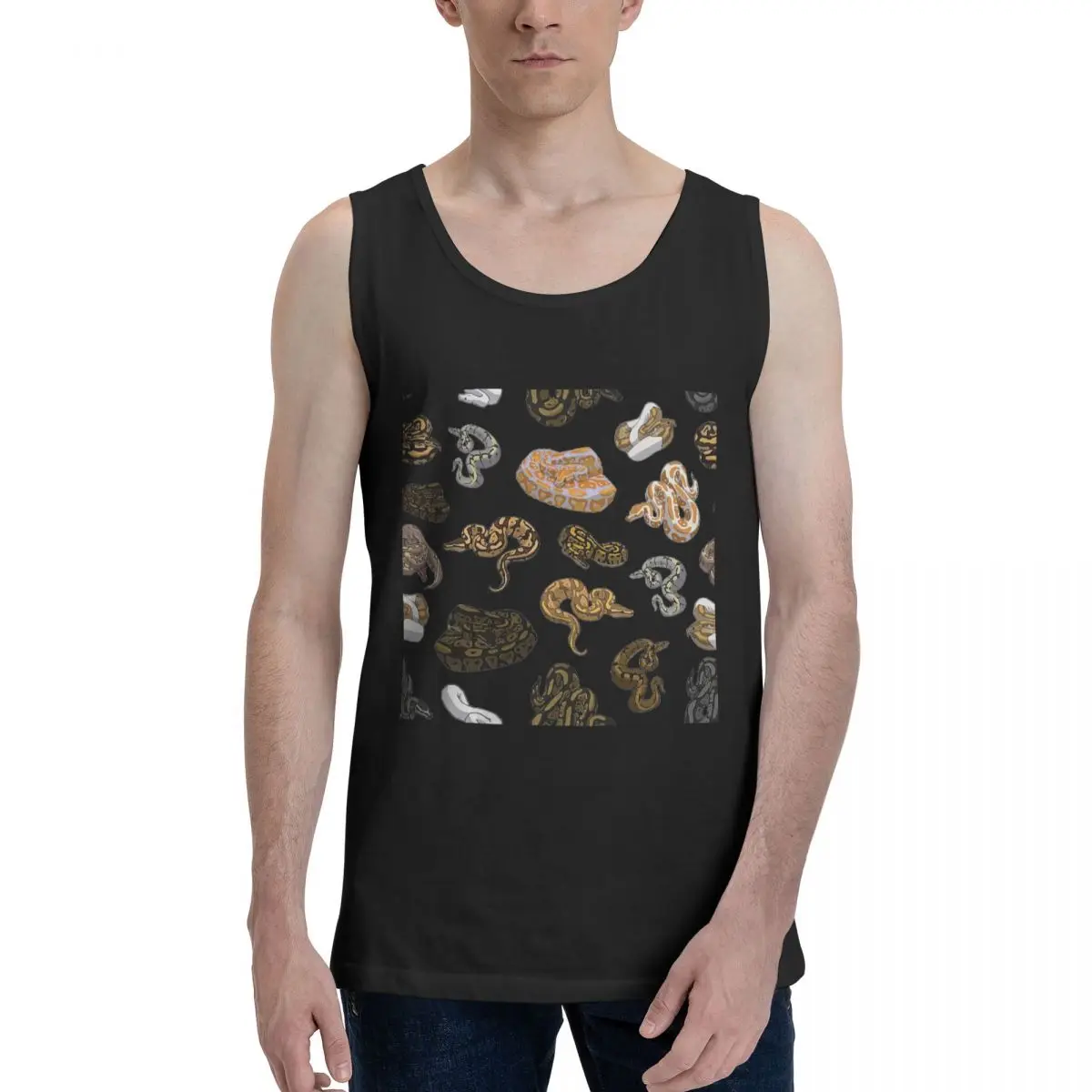Ball Python Morph Snake Pattern 100% Cotton Men's Sweatshirt Vest Sleeveless Clothing Tees Men Tank Tops T-shirt