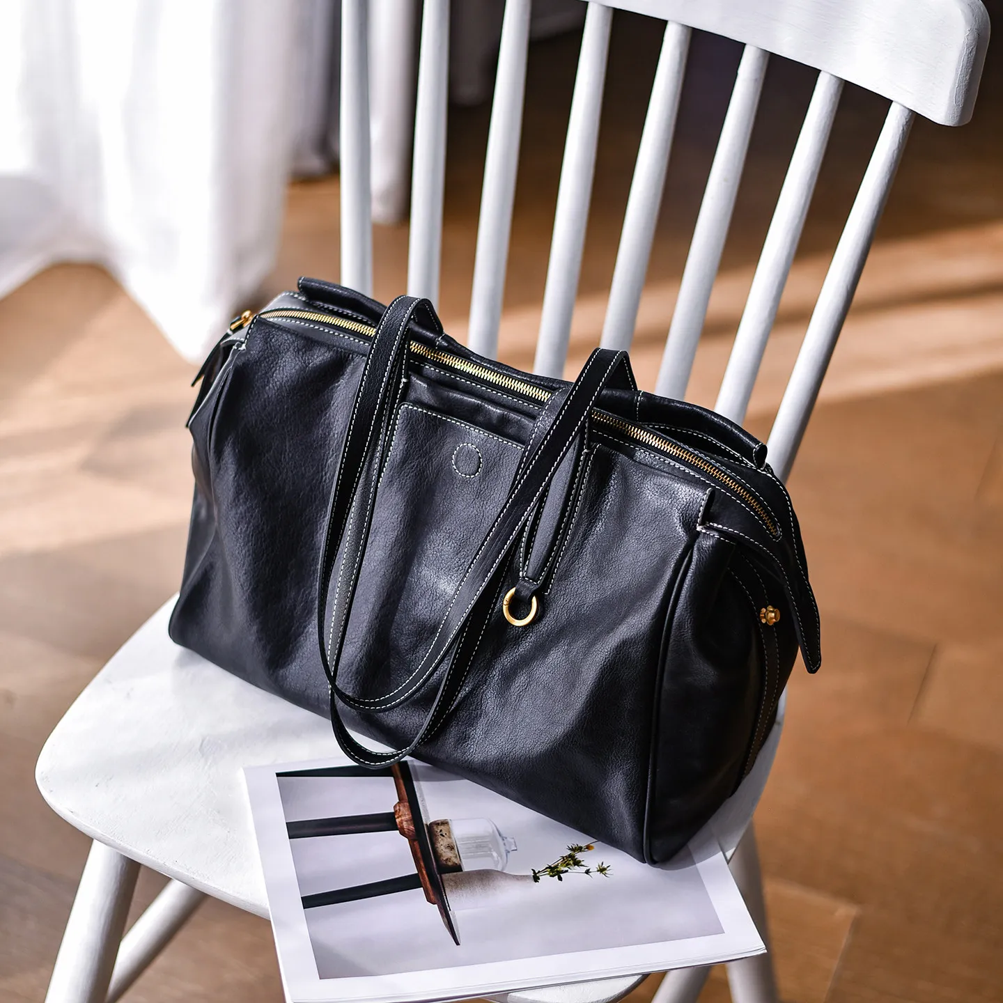 

PNDME fashion handmade soft genuine leather women's tote bag weekend shopping large capacity shoulder bag cow leather handbag