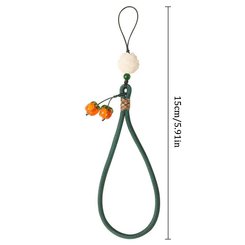 Liuli Persimmon Handykette Schlüsselanhänger Anhänger Anti-Verlust-Handschlaufe Persimmon Bodhi-Wurzel Lotus Kopfhörer-Kamera-Kette – Detail 10