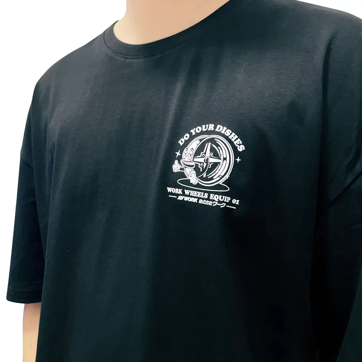 Keeping Wheels Snail Wheels Fun Cartoon Printed Short Sleeve Motorcycle Graphics Breathable Sweat Absorbent Men's T-shirt