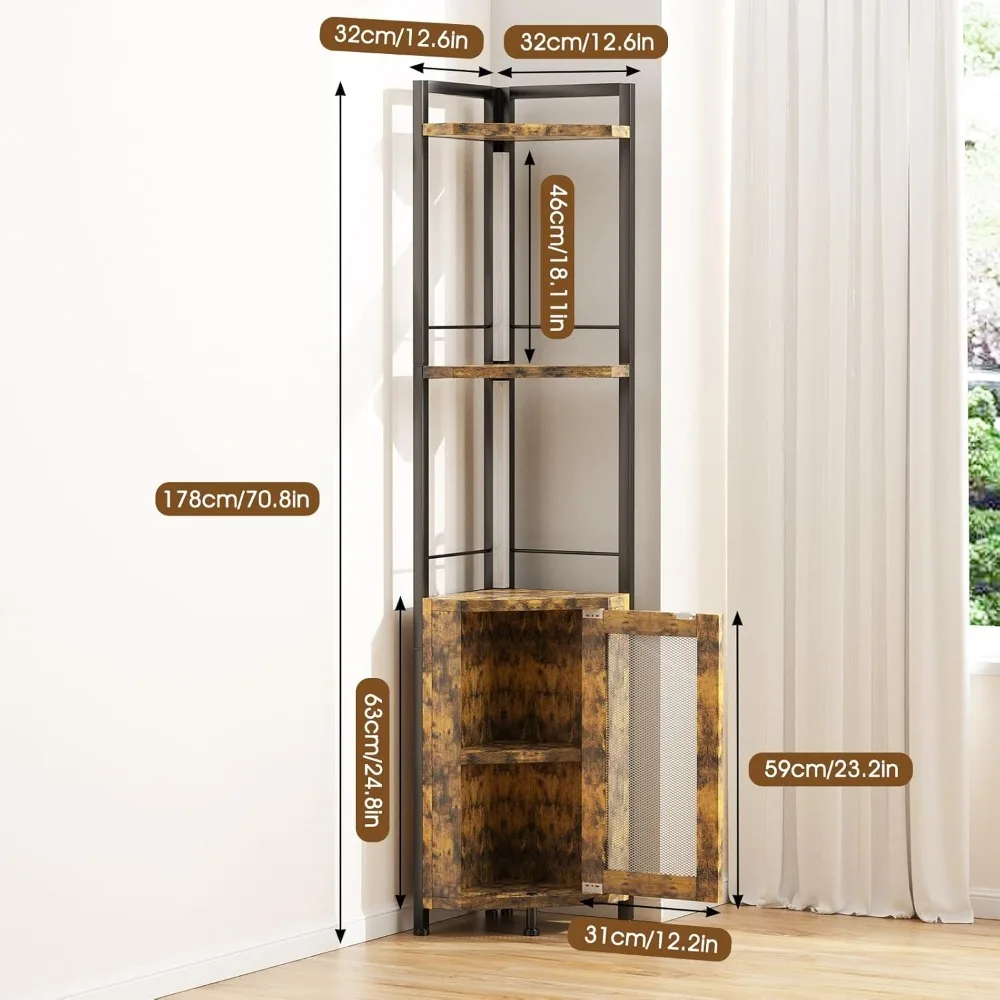 bars cabinet w/RGB light , Iron Wood Corner Shelf Bars Cabinet, Tall Book Shelf Decorate the bar cabinet with Door, Bars Cabinet