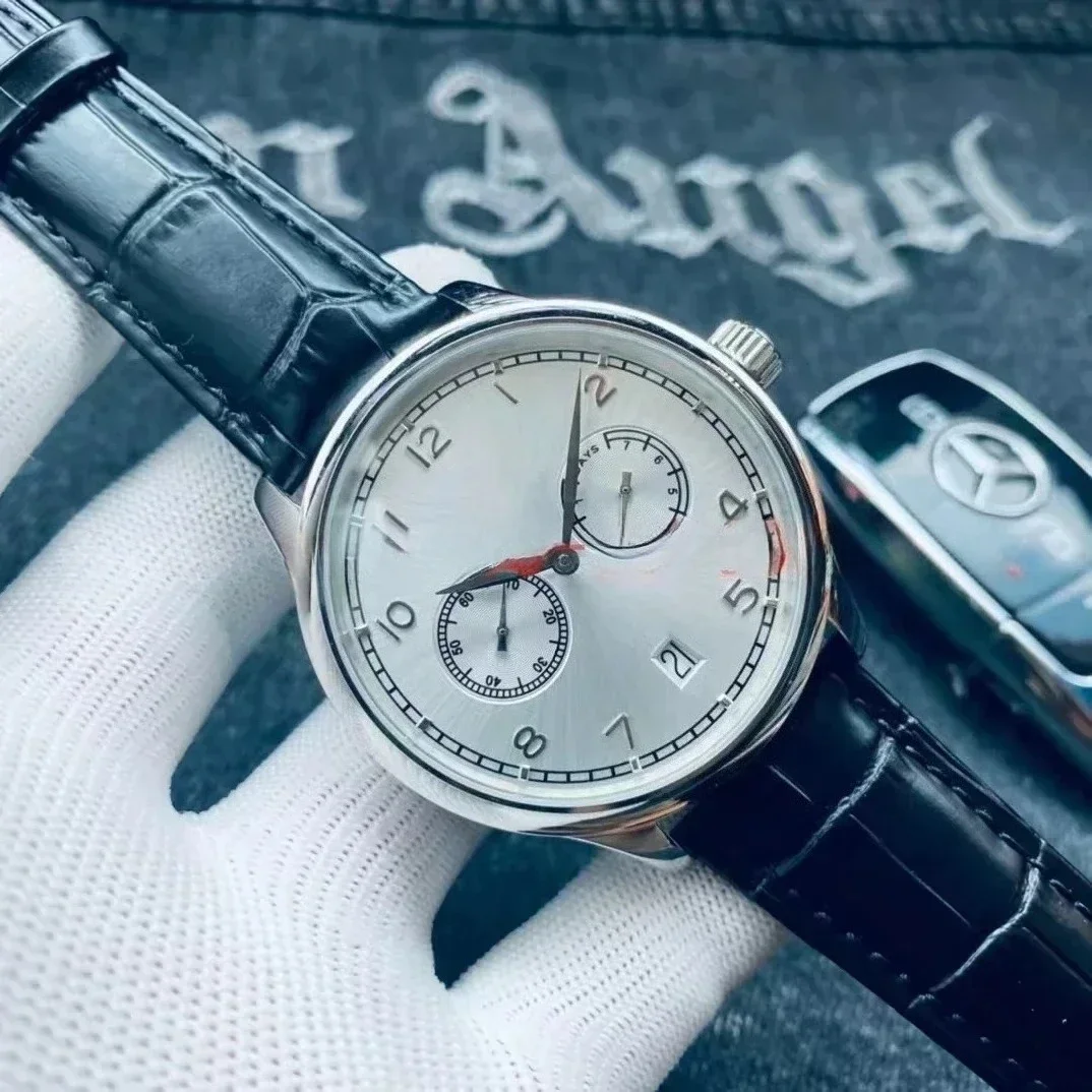 Роскошные наручные часы с датой, мужские механические автоматические брендовые часы из нержавеющей стали, черная, синяя кожа, по индивидуальному заказу