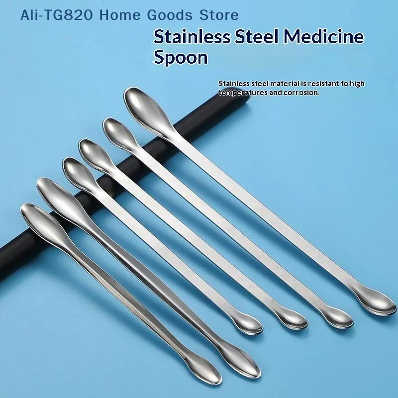 [TG820]Stainless Steel Medicinal Spoon Ladle Double-ended Experiment Pharmacy Lab Use Reagents Sample Spatula Weighing Spoon