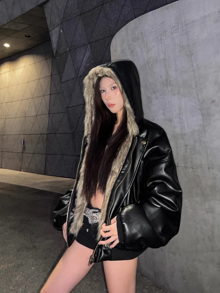 Мужская меховая куртка с капюшоном в американском стиле ретро, двусторонняя одежда, хлопковое пальто, молодежное повседневное зимнее длинное пальто на молнии све