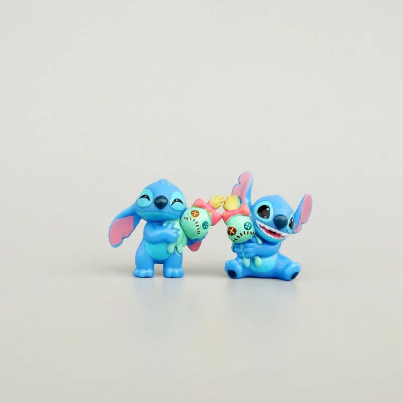 Disney-Lilo e Stitch Brinquedos Colecionáveis, Figuras Anime, Encantos Colecionáveis, Mão com Scrump, Mini GK Modelo PVC, Decoração, 6 peças por