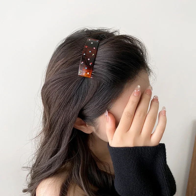 

1/4 PCS 16 Teeth Solid Color Hair Comb with Colorful Rhinestones Women's Hair Accessory