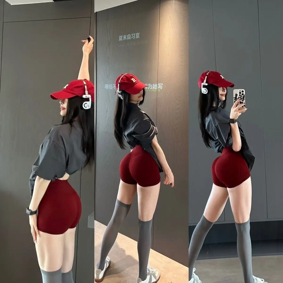 

Women's fitness sports shorts, sexy yoga high-waist sports cycling shorts, summer color gym running fitness short tight pants