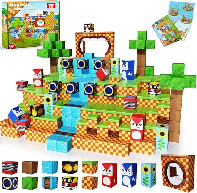 Magnetic Blocks - Build Mine Magnet World Magic Sword Portal Set, Building Toys Magnetic Tiles for Kids 3+, Classroom Must Haves