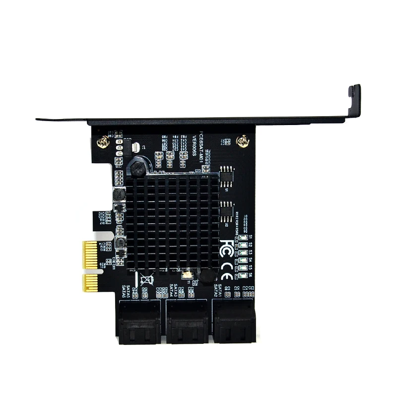 NEW SATA Adapter 6 Port SATA 3.0 to PCIe Expansion Card PCI Express SATA 3 Converter with Heatsink for HDD Marvell 88SE9215 Chip