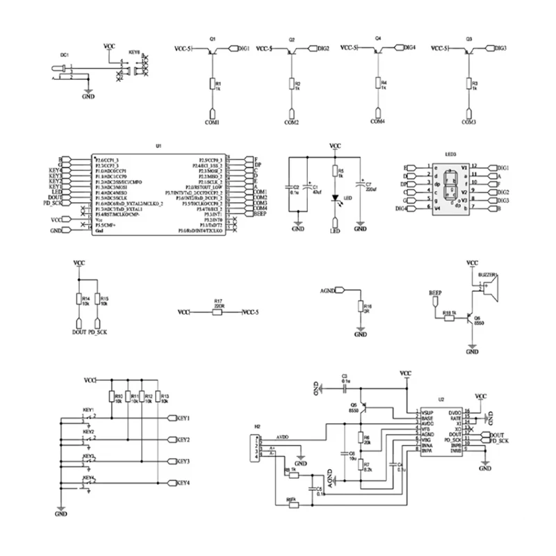 Electronic Scale DIY Kit,51 Microcontroller Soldering Practice Kit With Digital Tube Display HX711 Chip 5V