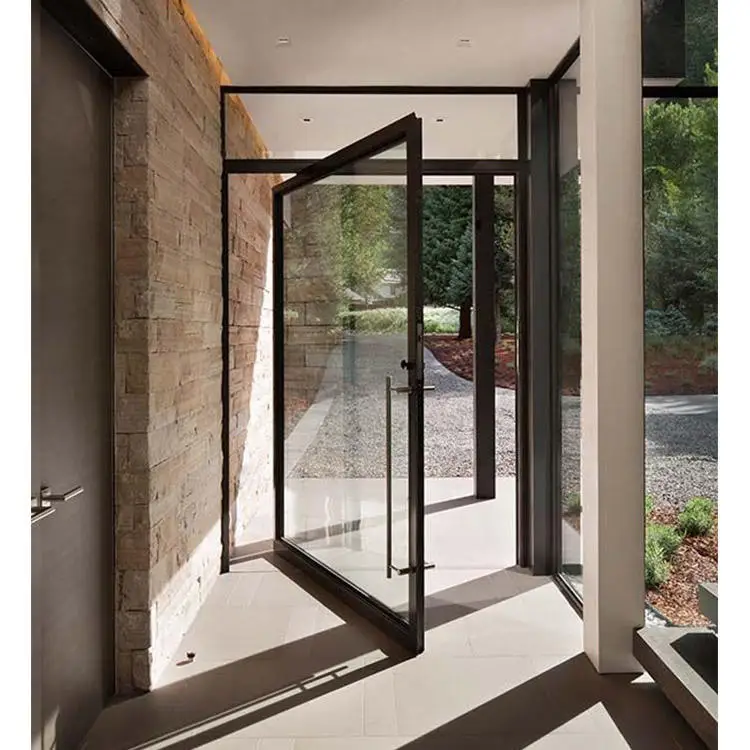 Best Selling Aluminum Frame Tempered Glass Pivot Door Fashion Entrance Large Revolving Doors Rainproof Revolving Glass Doors