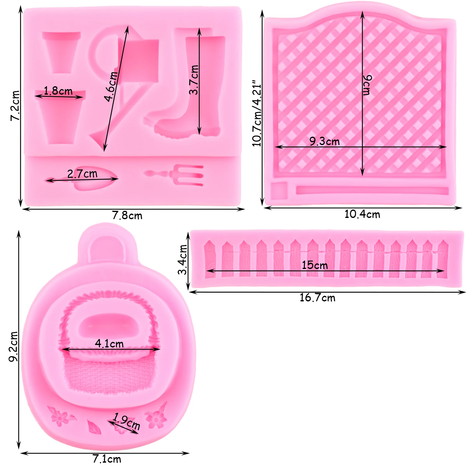 Garden Picket Fence Silicone Molds Flower Basket Fondant Molds Cake Decorating Tools Chocolate Mould Candy Resin Clay Moulds