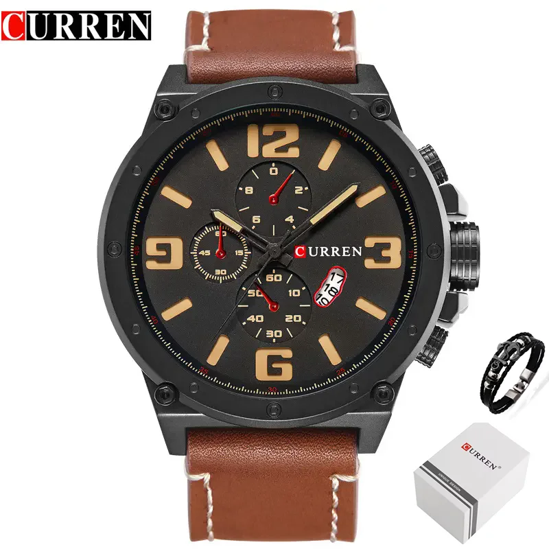 

Curren 8230 Men Watches Quartz Wrist Watches Date Big Dial Men's Military Waterproof Sports Watch Male Clock Relogio Masculino