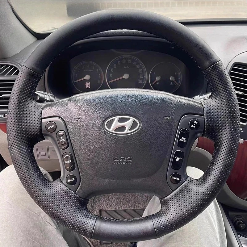 Hand-Stitched Non-Slip Suede Car Steering Wheel Cover For Hyundai Santa Fe 2006-2012 H-1 Starex i800 2008-2019