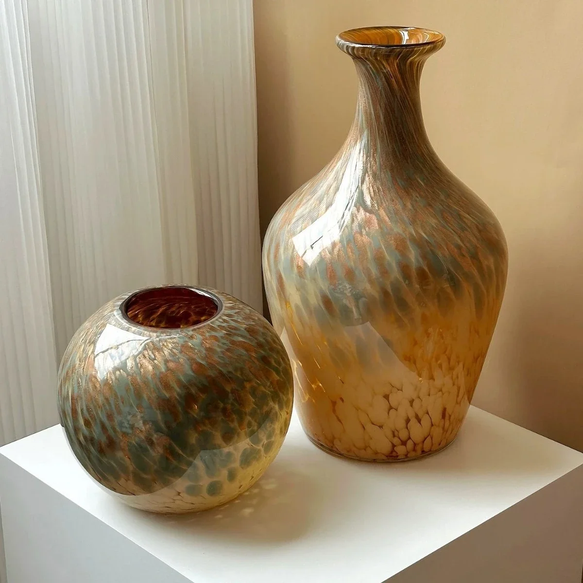

CLL new Chinese glass vase Song-style aesthetic home decoration hotel ornament living room vase
