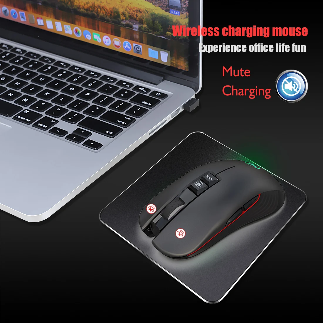 New arrival HXSJ T30 2.4G dual receiver 7 button optical 600mAh Rechargeable RGB backlit Wired Wireless Gaming Mouse for laptop