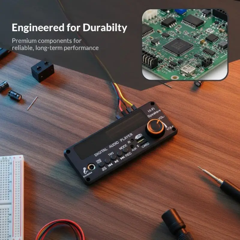 200W Amplifier Bluetooth 5.3 MP3 Decoder Board Hands-free Car Wireless MP3 Player Mic USB TF FM Radio TWS Music Player