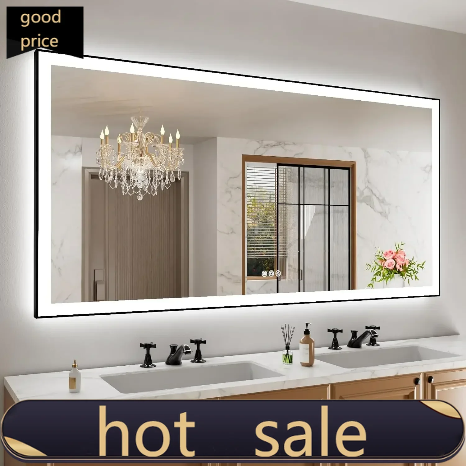 

BestsellerBestseller72"x 32" LED Bathroom Mirror with Black Frame, Front Light and Backlit(Controlled Separately), Stepless Dimm