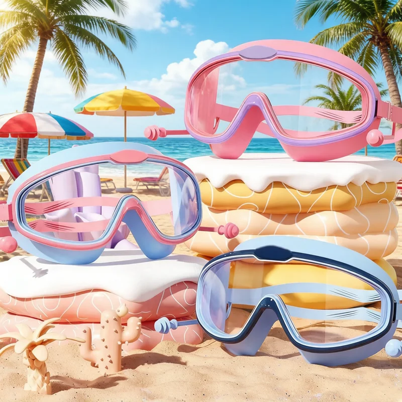 2026 NEW 1PC Big Frame Children Swim Goggles HD Waterproof Anti-Fog Swimming Glasses for Boys Girls Multi Color Available