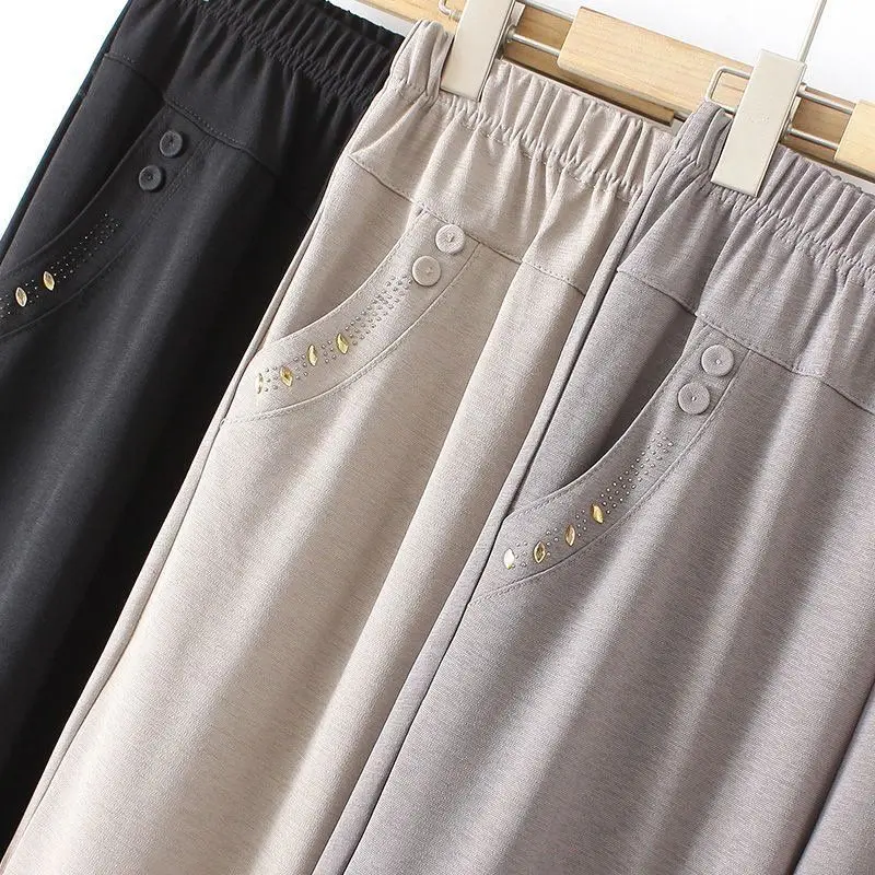 Mom Pants Feminine 2026 Summer New Thin High Waist Loose Casual Straight Trousers Lady for Middle-aged Elderly Women Nine Pants