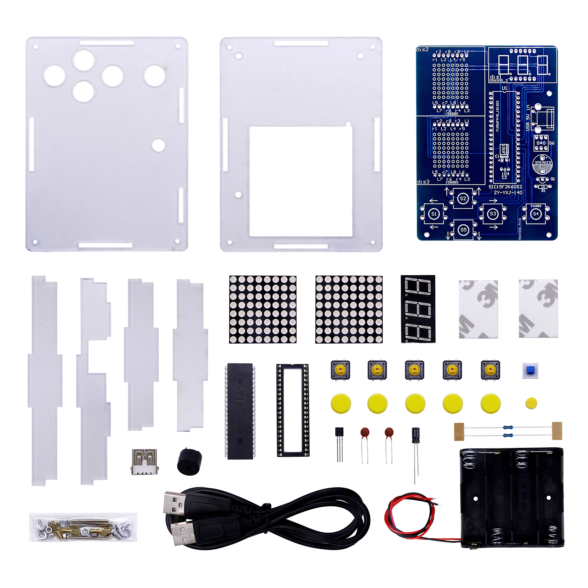 pixel game console kit de producao 51 microcontrolador faca voce mesmo pecas 01