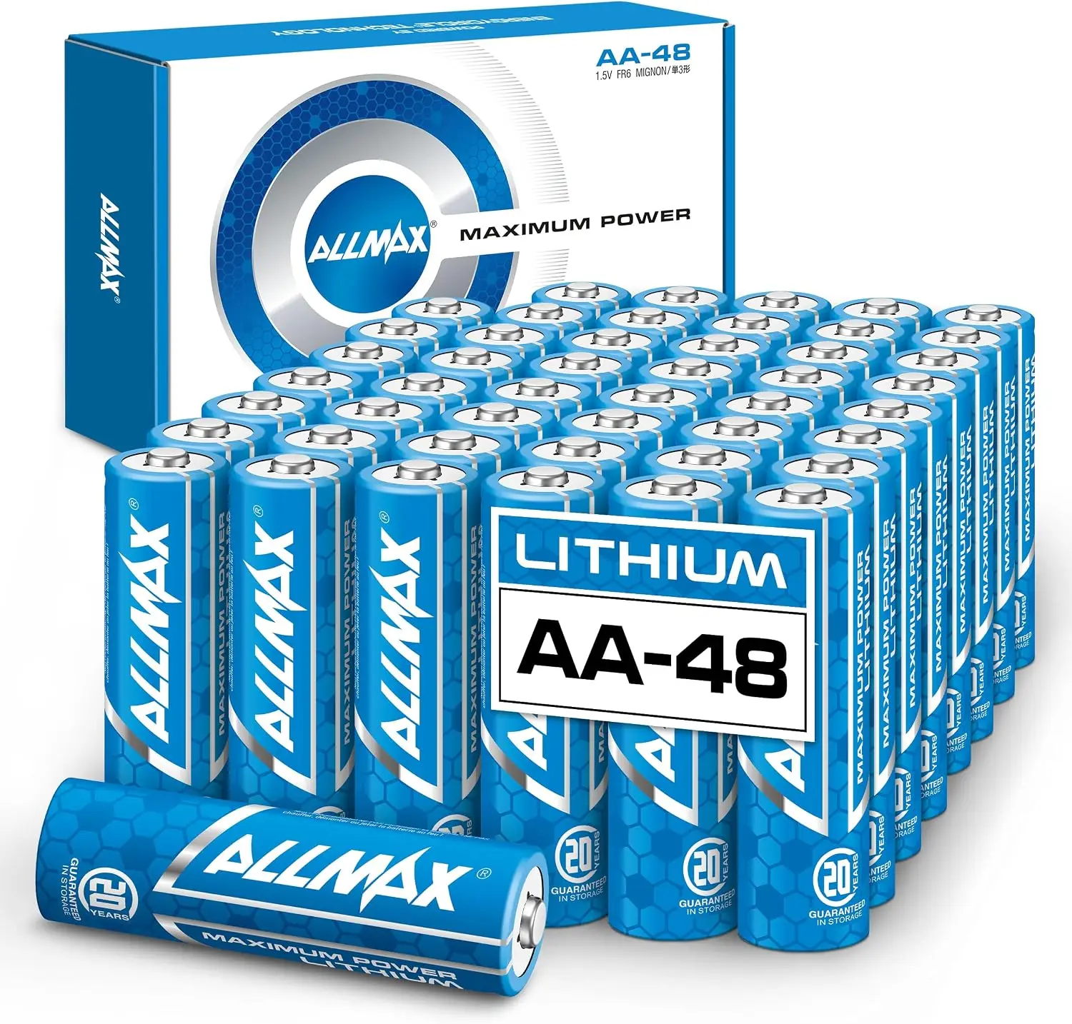 AA Lithium Batteries – 1.5V, 48 Count, High-Power Performance