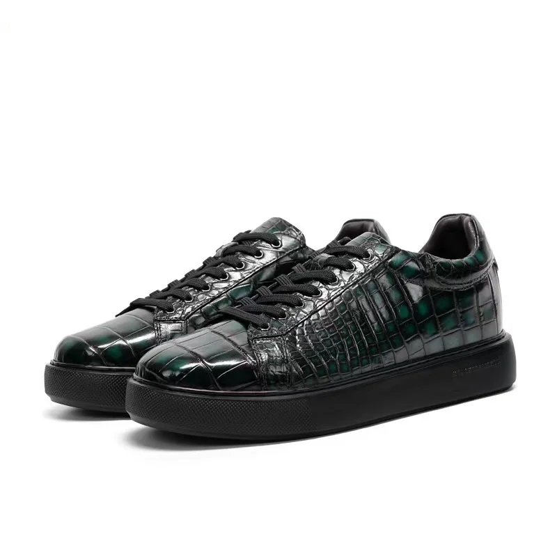 2026 new arrival Fashion Crocodile Skin causal shoes men,male Genuine leather sneakers pdd519