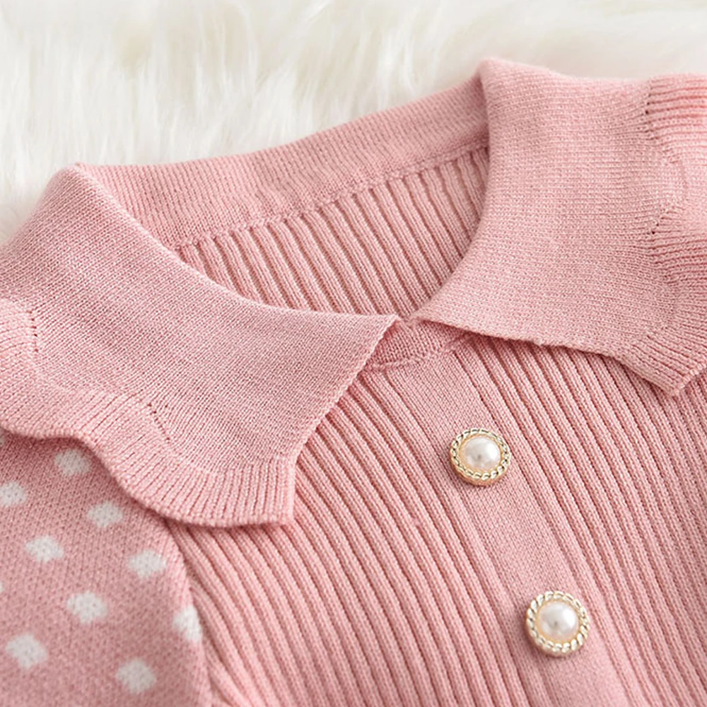 Bear Leader Girl Baby Sweater Knitted Dress Warm Sweater Dress Polka Dots Girls Infant Casual Pleated Princess Dresses Vestidos