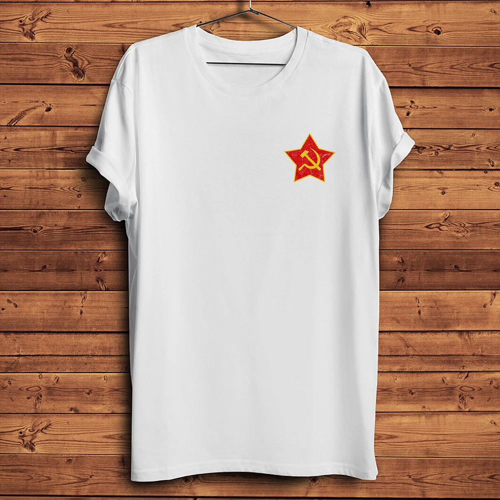 Hammer Sickle Socialist Red Star Vintage USSR Tshirt,Men Short Sleeve Casual Tee,Funny Unisex CCCP T-Shirt,breathable Print