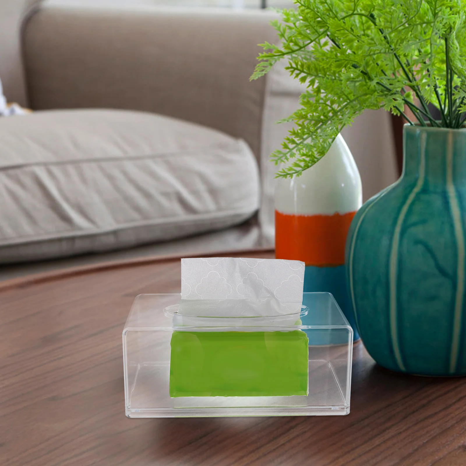 Clear Acrylic Tissue Box Holder Simple Rectangular Paper Napkin Cointainer Oragnizer for Car Home End Table