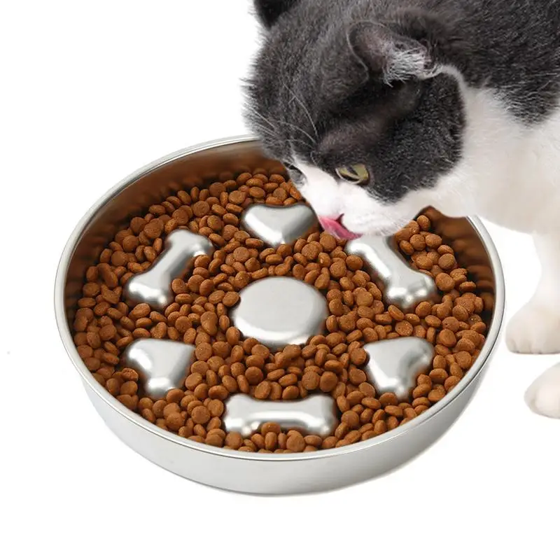 Anti choking slow food bowl dog bowl cat bowl Stainless steel water bowl Pet Slow Feeding Food Bowl Water Bowl Bloat Stop Bowl