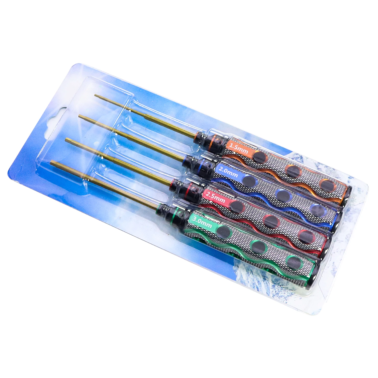 4Pcs 1.5/2.0/2.5/3.0mm Hard Alloy Steel Hex Screwdriver Set Repair Tool Colorful Handle Anti-slip for RC Car Boat Airplane Model