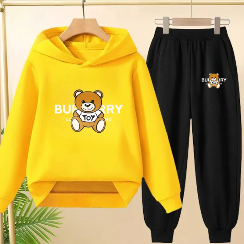 

Children's Cute Cartoon Bear Casual Hoodie Boys Girls 3-12Yrs Clothing Sweatshirt+ Pants Pretty Girls Clothes Leisure Sports Set