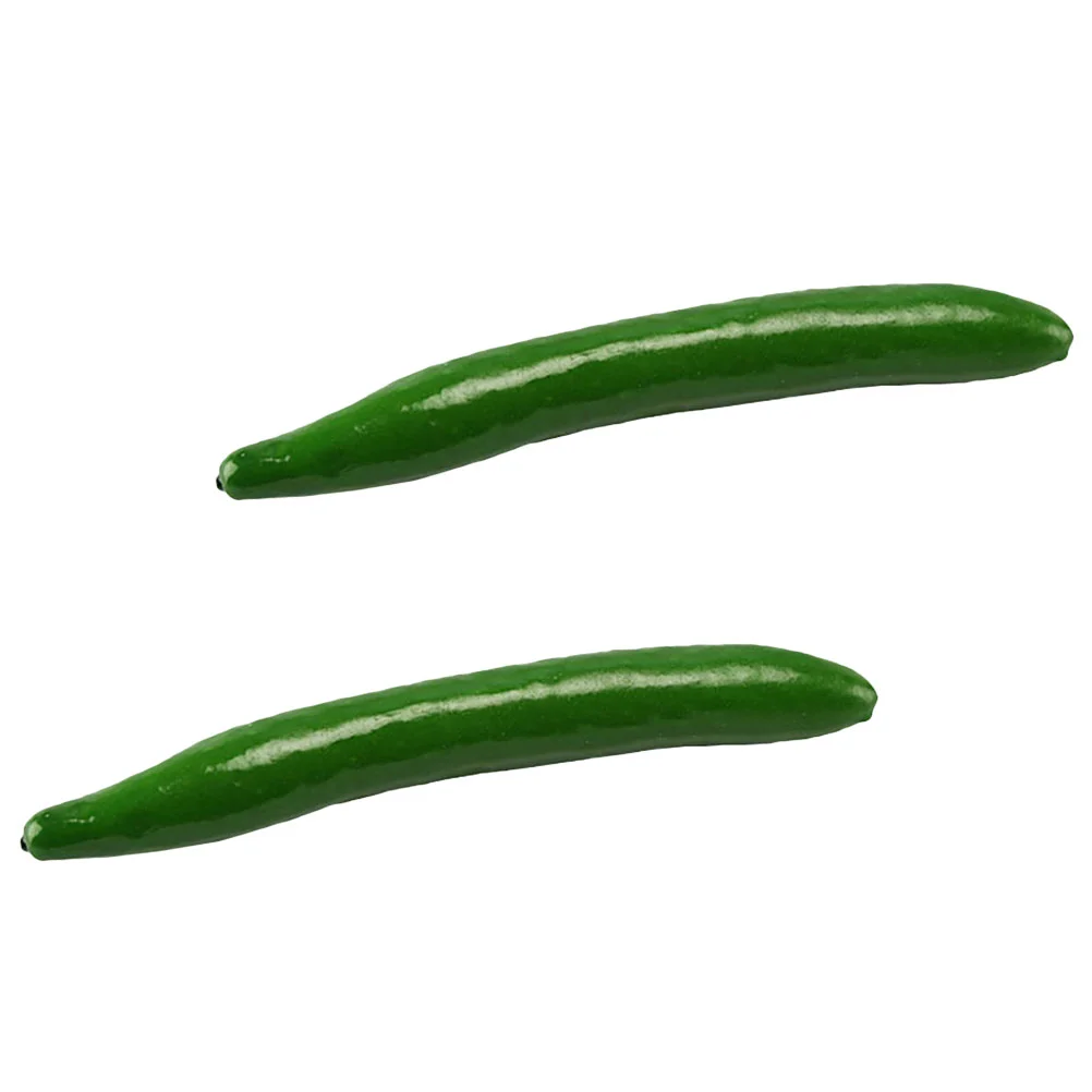 2 Pcs Simulation Cucumber Fake Prop Restaurant Props Food Shop Decor Foam Cucumbers