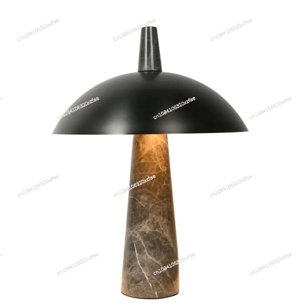 

Grey Marble Pillar Retro Bedroom Table Lamp Modern Black Bedside Lamp Polished Arc Metal Steel Shade