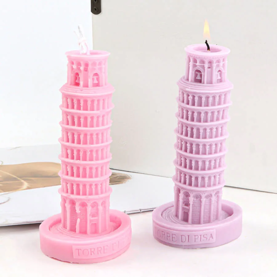 3D Eiffel Tower Candle Silicone Mold DIY Leaning Tower of Pisa Statue Craft Abstract Plaster Candle Making Mould Home Decor Gift