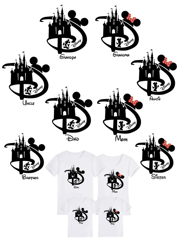 Disney family design naklejki termiczne na ubrania babcia/dziadek/ciocia/wujek/tata/mama t-shirt drukuj żelazko na plastry