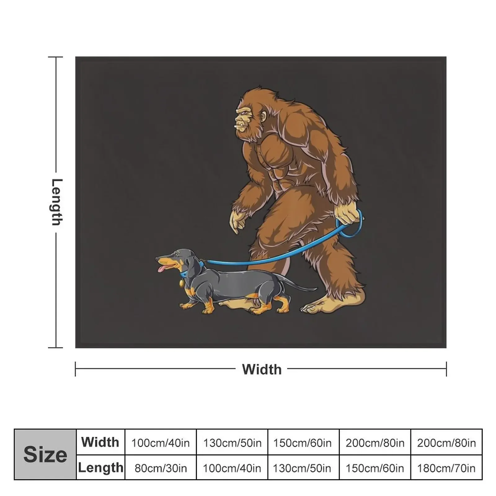 Bigfoot Dog Walk Dachshund Sasquatch Throw Blanket Decorative Sofas Vintage Blankets