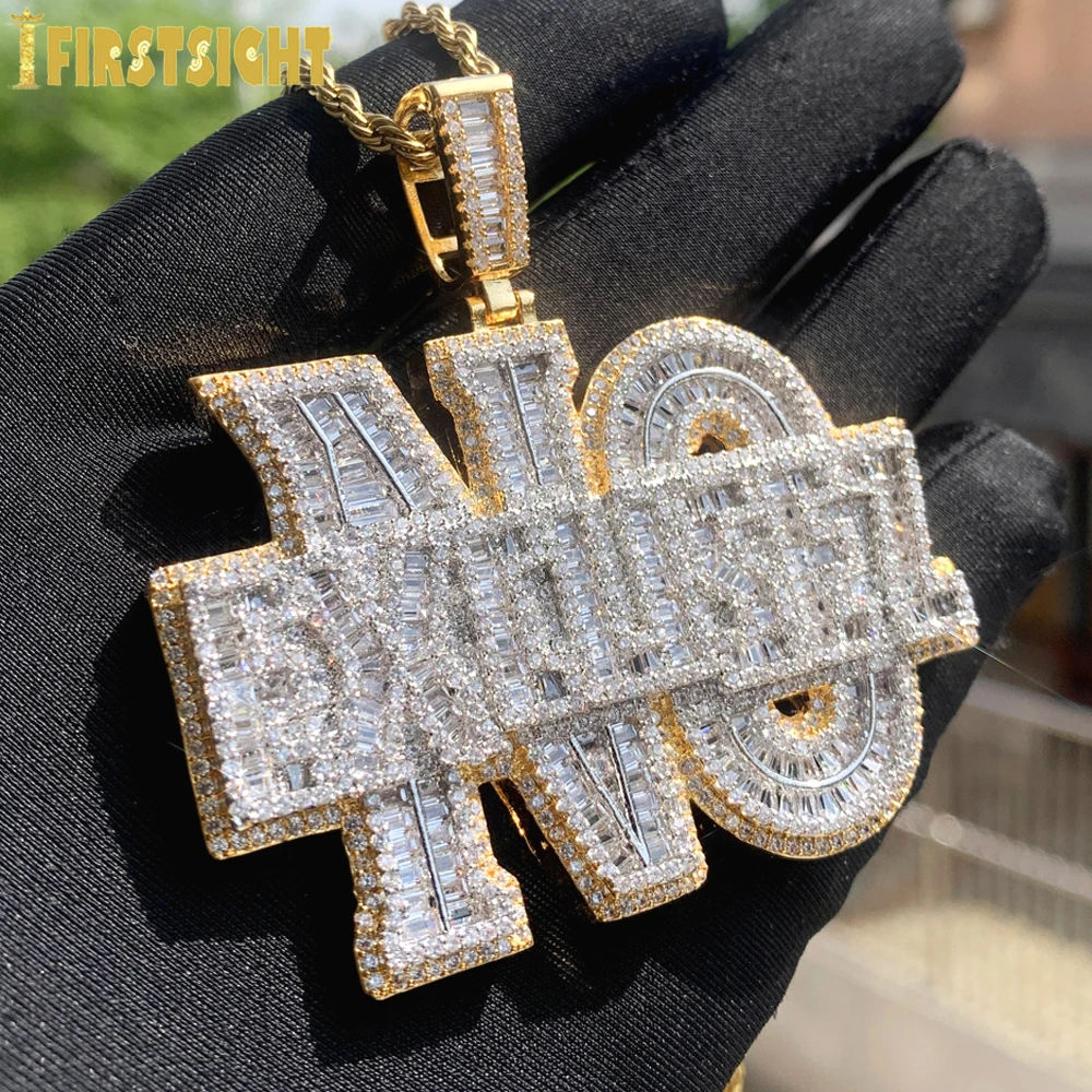 

New Letters No Excuse Pendant Necklace Gold Color Iced Out Bling 5A Zircon CZ Charm Men's Women Hip Hop Jewelry