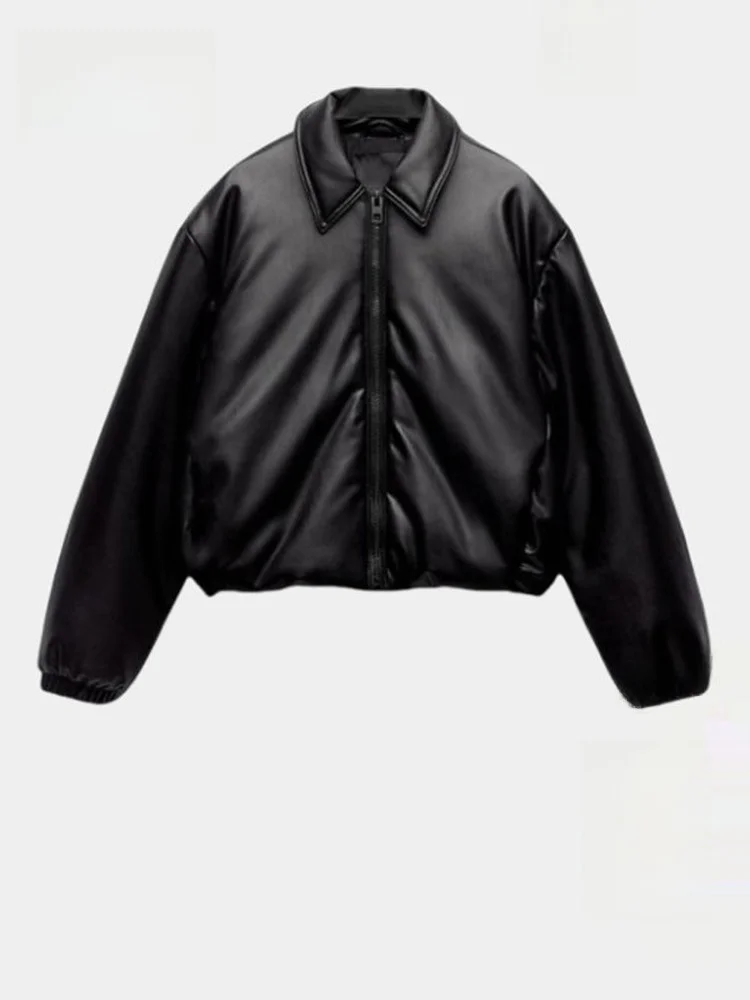 

Новое женское элитное длинное пальто на молнии из искусственной кожи, хлопка, верхняя одежда Jaet 255756, 255/756, модное универсальное зимнее пальто