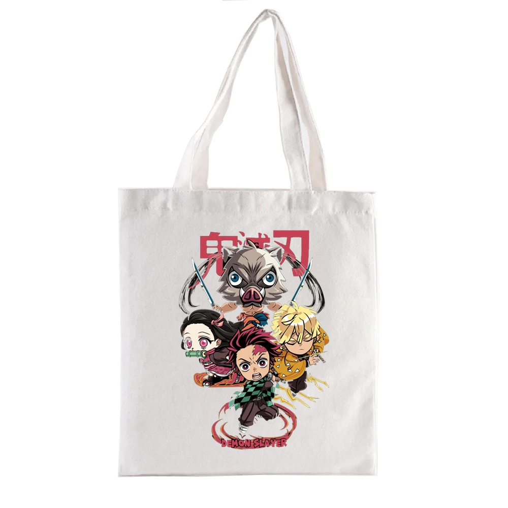 Kimetsu No Yaiba Graphic Tote Bag Demon Slayer Print Shoppong Bags Women\'s Handbag Funny Totebag Shopper Female Handbags Fashion