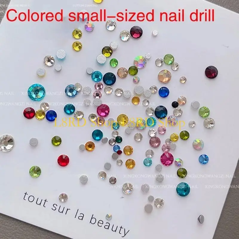 L8RD 100PCS Kolorowe szklane dysze dla kobiet płaskie paznokcie sztuka odzież DIY DIY dla projektów rzemiosła na paznokcie Łatwo
