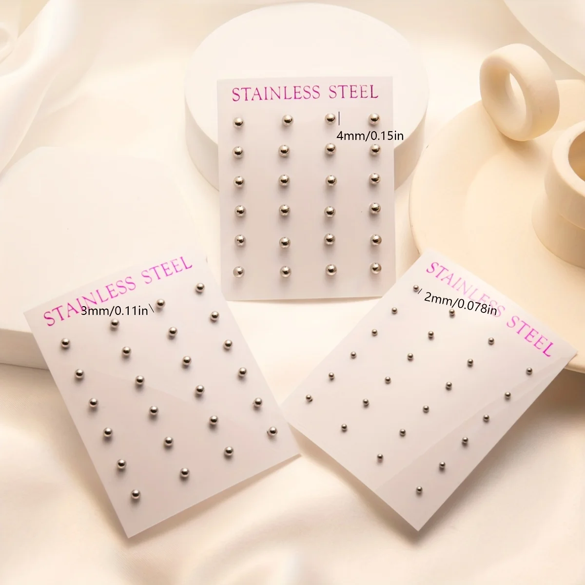 12 Pairs/Set Unisex Minimalist Stainless Steel Tiny Round Ball Glossy Stud Earring Cartilage Stud Ear Jewelry For Daily Wearing