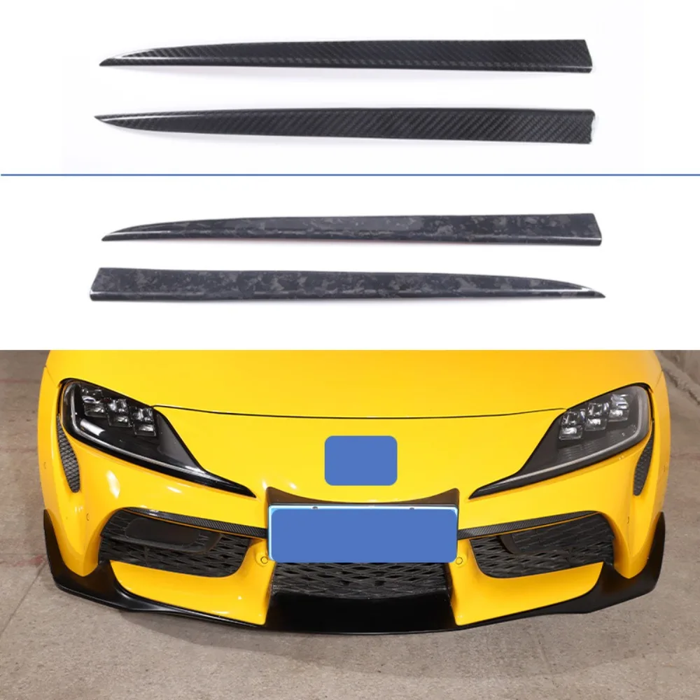 Front Fog Lamp Eyebrow Trim Strip True Carbon Fiber 2-piece Set For 2019-2022 Toyota Supra