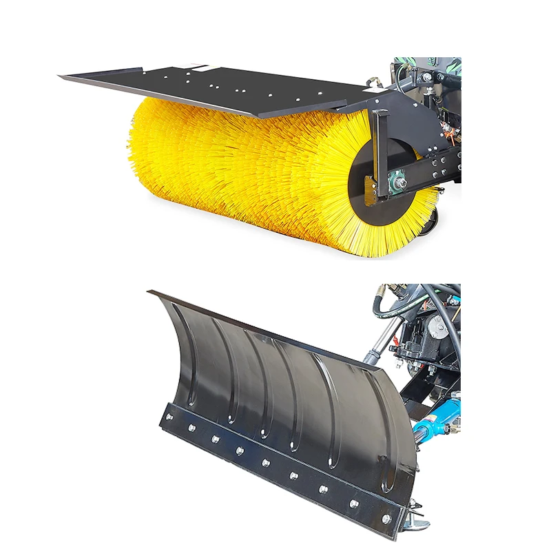 High Performance Fully Enclosed Snowplow, Gas Powered One-button Control 4 Wheel Snow Sweeper for Outdoor Winter Snow Clearing