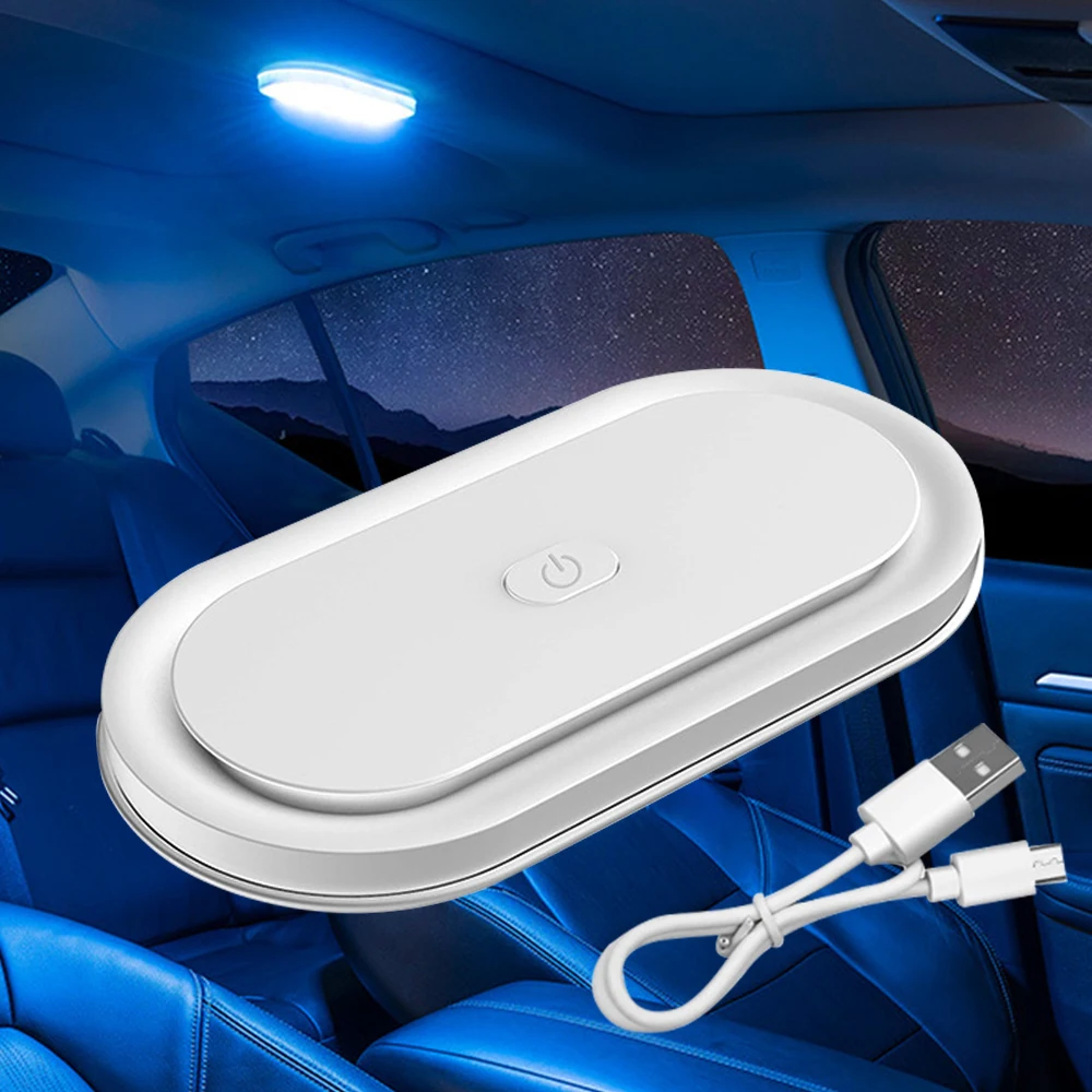 

Magnetic USB Rechargeable Car Interior Decorative Ambient RGB Lights Cordless LED Touch Switch Roof Ceiling Dome Reading Lamps