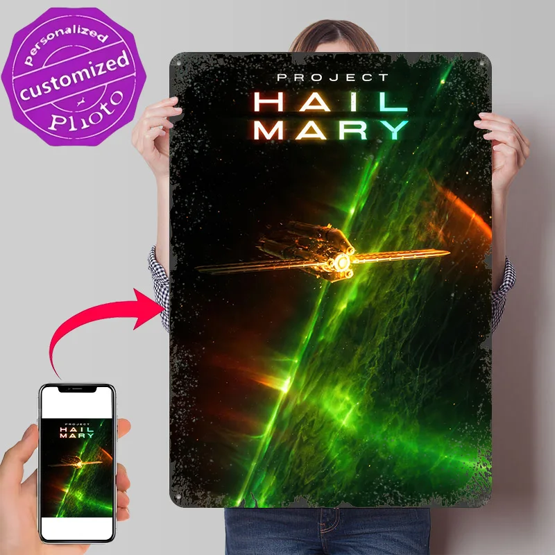 Project Hail Mary Spaceship Personalized 3D Textured Metal Poster Wall Art Tinplate Sign for Office Decor Room Funny Signs Retro