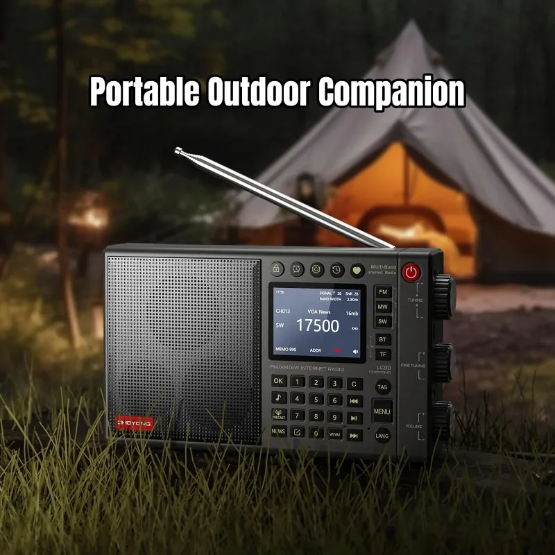 LC90 Wi-Fi/4G Internet Radio, Portable FM/LW/MW/SW Radio with Rechargeable 5000mAh Battery, 40K Radio Stations, BT Speaker