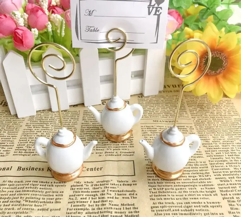 500pcs Tea Time Whimsy Teapot Design Place Card Holder Photo Holders Wedding Party Decoration Favors Wholesale